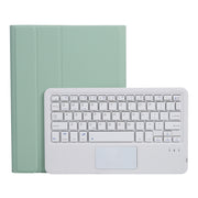 A07B-A Lambskin Texture Square Keycap Bluetooth Keyboard Leather Case with Touch Control For iPad 9.7 2018 & 2017 / Pro 9.7 inch / Air 2(Light Green)