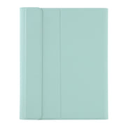 A07B-A Lambskin Texture Square Keycap Bluetooth Keyboard Leather Case with Touch Control For iPad 9.7 2018 & 2017 / Pro 9.7 inch / Air 2(Light Green)