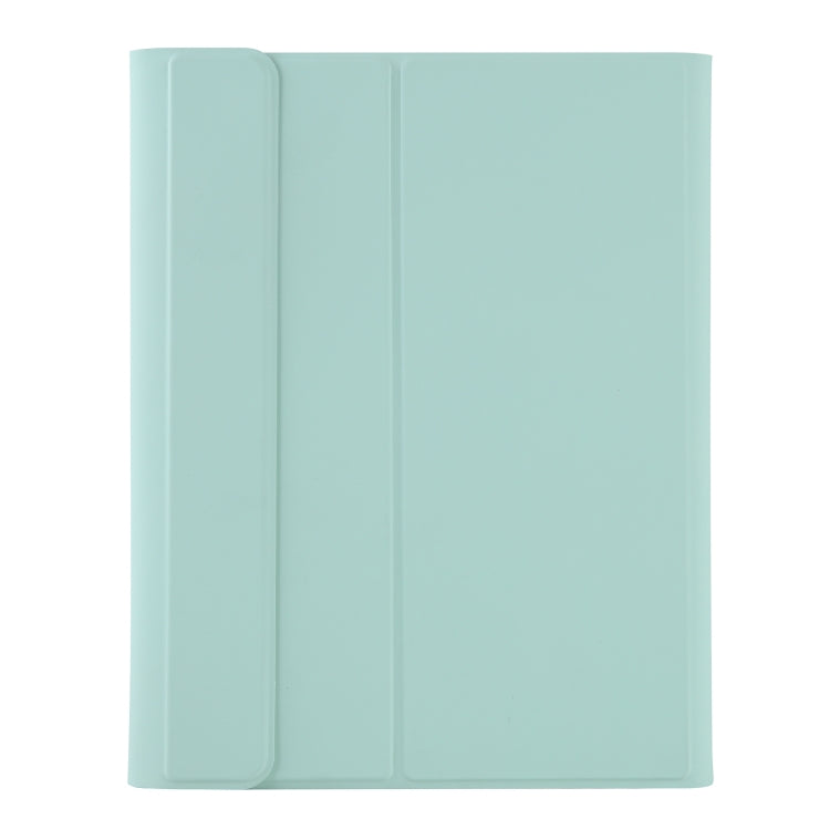 A07B-A Lambskin Texture Square Keycap Bluetooth Keyboard Leather Case with Touch Control For iPad 9.7 2018 & 2017 / Pro 9.7 inch / Air 2(Light Green)
