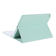 A07B-A Lambskin Texture Square Keycap Bluetooth Keyboard Leather Case with Touch Control For iPad 9.7 2018 & 2017 / Pro 9.7 inch / Air 2(Light Green)