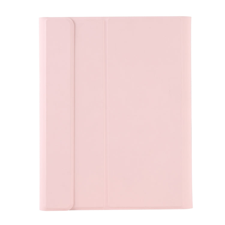 A07B-A Lambskin Texture Square Keycap Bluetooth Keyboard Leather Case with Touch Control For iPad 9.7 2018 & 2017 / Pro 9.7 inch / Air 2(Pink)