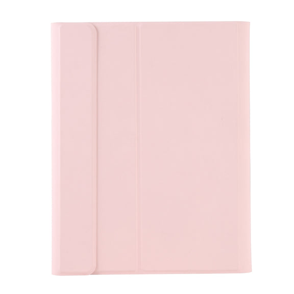 A07B-A Lambskin Texture Square Keycap Bluetooth Keyboard Leather Case with Touch Control For iPad 9.7 2018 & 2017 / Pro 9.7 inch / Air 2(Pink)