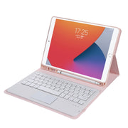 A07B-A Lambskin Texture Square Keycap Bluetooth Keyboard Leather Case with Touch Control For iPad 9.7 2018 & 2017 / Pro 9.7 inch / Air 2(Pink)