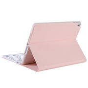 A07B-A Lambskin Texture Square Keycap Bluetooth Keyboard Leather Case with Touch Control For iPad 9.7 2018 & 2017 / Pro 9.7 inch / Air 2(Pink)