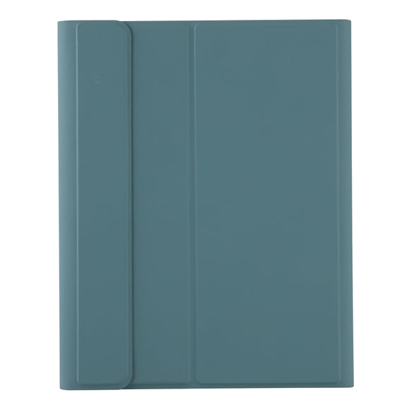 A07B-A Lambskin Texture Square Keycap Bluetooth Keyboard Leather Case with Touch Control For iPad 9.7 2018 & 2017 / Pro 9.7 inch / Air 2(Dark Green)