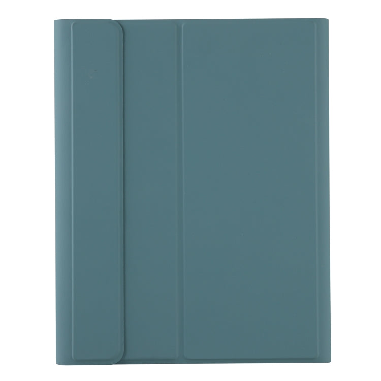 A07B-A Lambskin Texture Square Keycap Bluetooth Keyboard Leather Case with Touch Control For iPad 9.7 2018 & 2017 / Pro 9.7 inch / Air 2(Dark Green)