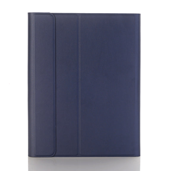 A102B-A Lambskin Texture Square Keycap Bluetooth Keyboard Leather Case with Touch Control For iPad Pro 10.5 inch / 10.2 2021 & 2020 & 2019 / Air 3(Blue)