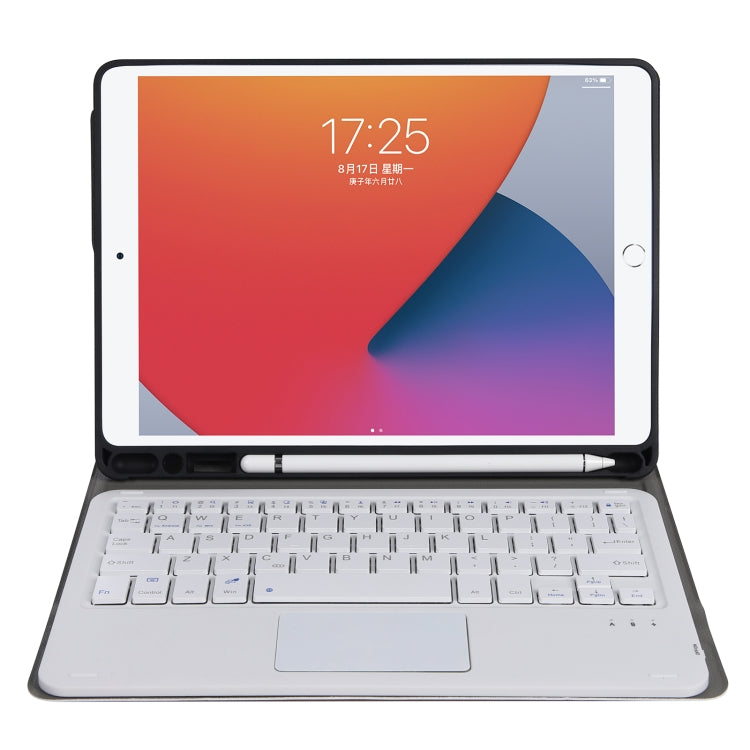 A102B-A Lambskin Texture Square Keycap Bluetooth Keyboard Leather Case with Touch Control For iPad Pro 10.5 inch / 10.2 2021 & 2020 & 2019 / Air 3(Rose Gold)