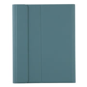 A11B-A Lambskin Texture Square Keycap Bluetooth Keyboard Leather Case with Touch Control For iPad Air 4 2020 10.9 / Pro 11 inch 2021 & 2020 & 2018(Dark Green)