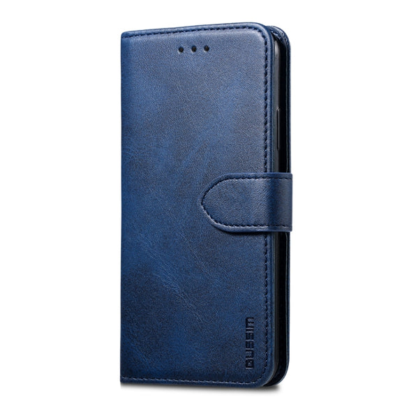 For iPhone 8 Plus / 7 Plus GUSSIM Magnetic Horizontal Flip Leather Case with Holder & Card Slots & & Wallet(Blue)