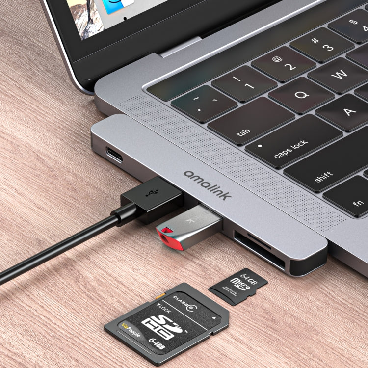 amalink 9177D Dual Type-C / USB-C to SD/TF Card Reader(Grey)