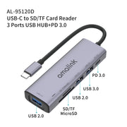 amalink 95120D Type-C / USB-C to SD/TF + 3 Ports USB + PD 3.0 Multi-function HUB (Grey)