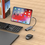 amalink 95121D Type-C / USB-C to RJ45 + 3 Ports USB + PD 3.0 Multi-function HUB(Grey)