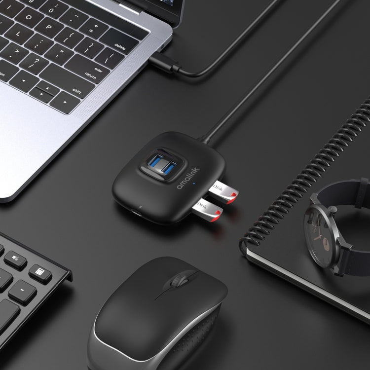 amalink UC310 Type-C / USB-C to 4 Ports USB Multi-function HUB(Black)