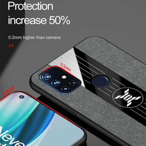 For OnePlus Nord N10 5G XINLI Stitching Cloth Texture Shockproof TPU Phone Case(Black)