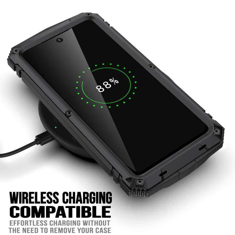 For Samsung Galaxy S21 FE R-JUST Rugged Phone Case with Holder(Black)