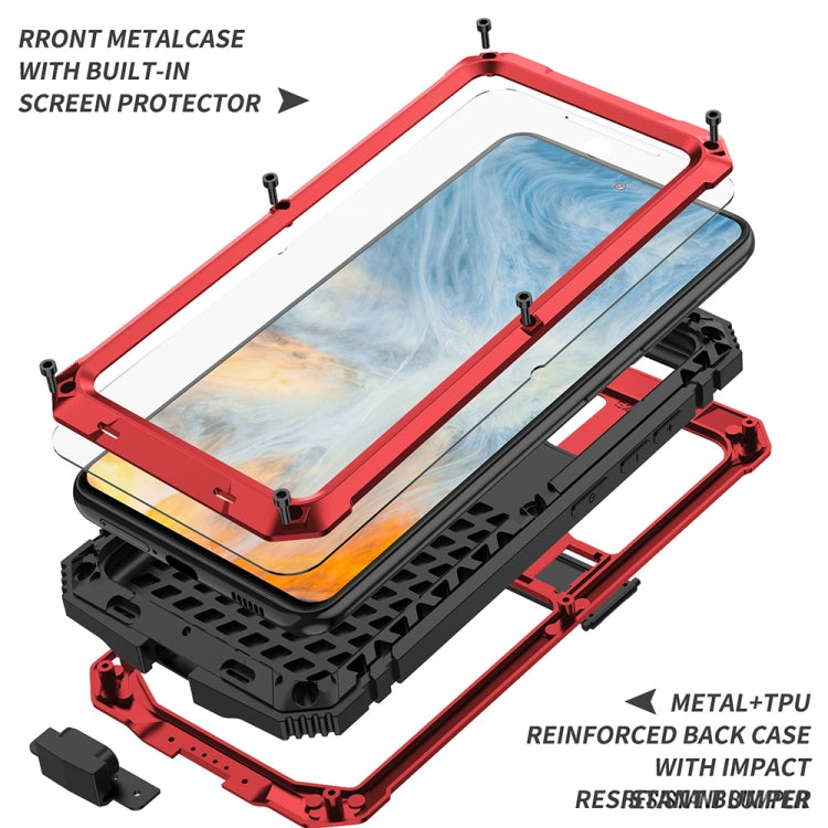 For Samsung Galaxy S21 FE R-JUST Rugged Phone Case with Holder(Red)