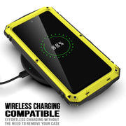 For Samsung Galaxy S21 FE R-JUST Rugged Phone Case with Holder(Yellow)