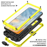 For Samsung Galaxy S21 FE R-JUST Rugged Phone Case with Holder(Yellow)