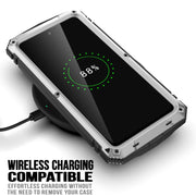 For Samsung Galaxy S21 FE R-JUST Rugged Phone Case with Holder(Silver)