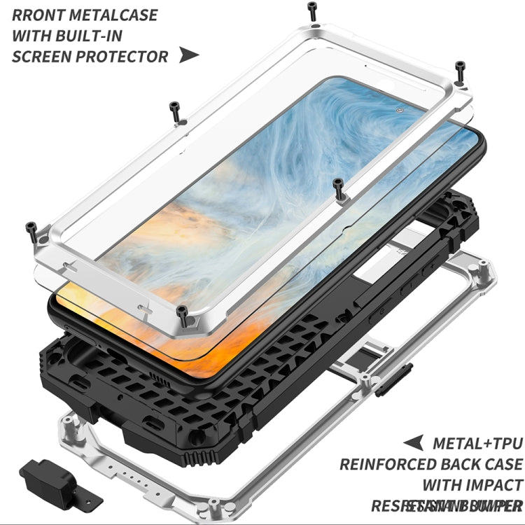 For Samsung Galaxy S21 FE R-JUST Rugged Phone Case with Holder(Silver)