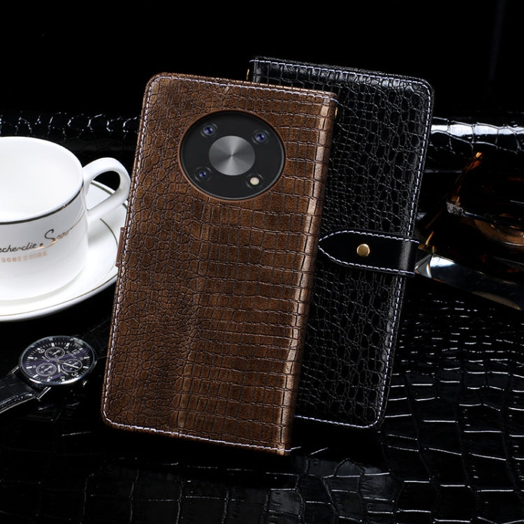 For Cubot Max 3 idewei Crocodile Texture Leather Phone Case(Black)