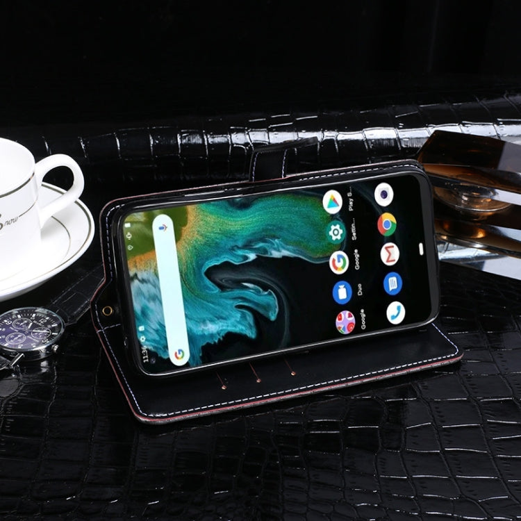 For Cubot Max 3 idewei Crocodile Texture Leather Phone Case(Black)