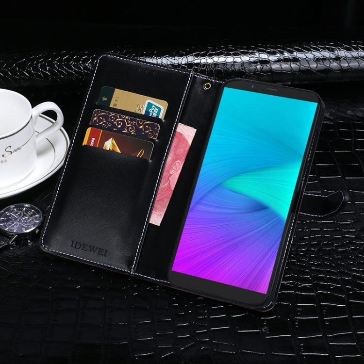 For Cubot Note 9 idewei Crocodile Texture Leather Phone Case(Black)