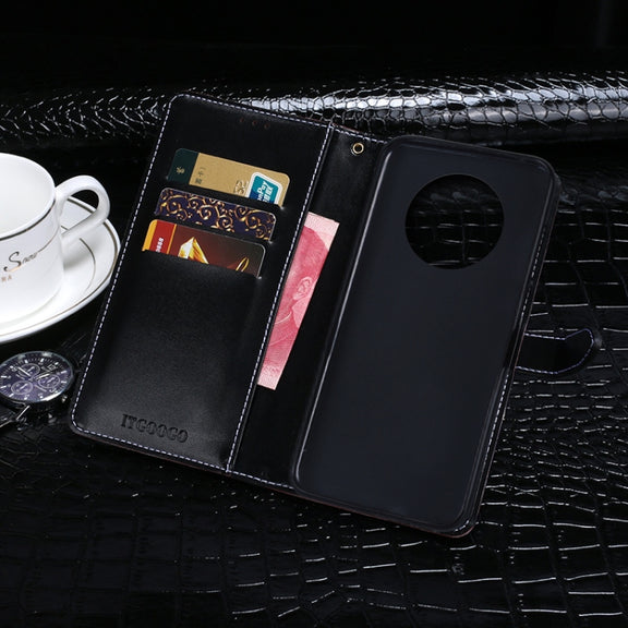 For Cubot Note 9 idewei Crocodile Texture Leather Phone Case(Dark Blue)
