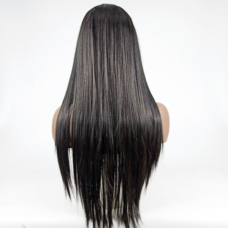 Centre-parted Long Straight Wig Headgear for Women(Dark Brown)
