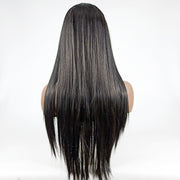 Centre-parted Long Straight Wig Headgear for Women(Wine Red)