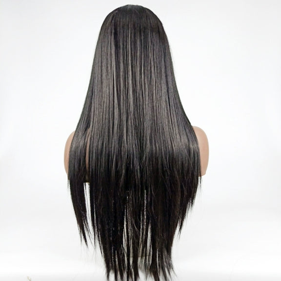 Centre-parted Long Straight Wig Headgear for Women(Wine Red)