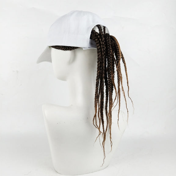 Dreadlocks Wig Hat One-piece Headgear for Men and Women, Style: White Cap(Light Brown Braid About 35cm)
