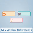 14 x 40mm 160 Sheets Thermal Printing Label Paper For NiiMbot D101 / D11(Animals) - Printer Accessories by PMC TechLife | Online Shopping South Africa | PMC TechLife | Buy Now Pay Later Mobicred