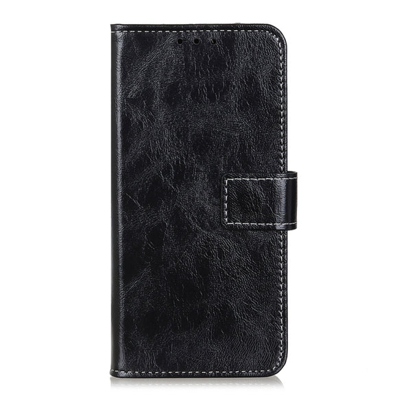 For OPPO Reno7 5G Retro Crazy Horse Texture Horizontal Flip Leather Phone Case(Black)