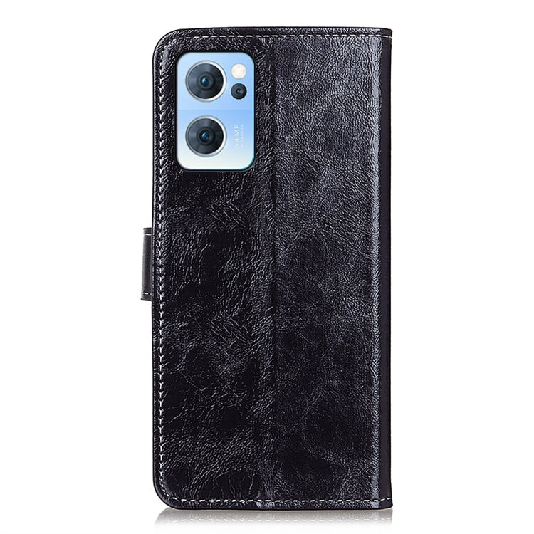 For OPPO Reno7 5G Retro Crazy Horse Texture Horizontal Flip Leather Phone Case(Black)