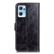 For OPPO Reno7 5G Retro Crazy Horse Texture Horizontal Flip Leather Phone Case(Black)