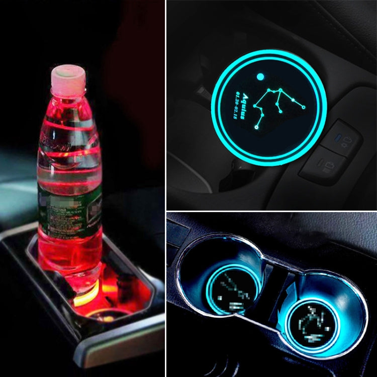 2 PCS Car Constellation Series AcrylicColorful USB Charger Water Cup Groove LED Atmosphere Light(Aquarius)