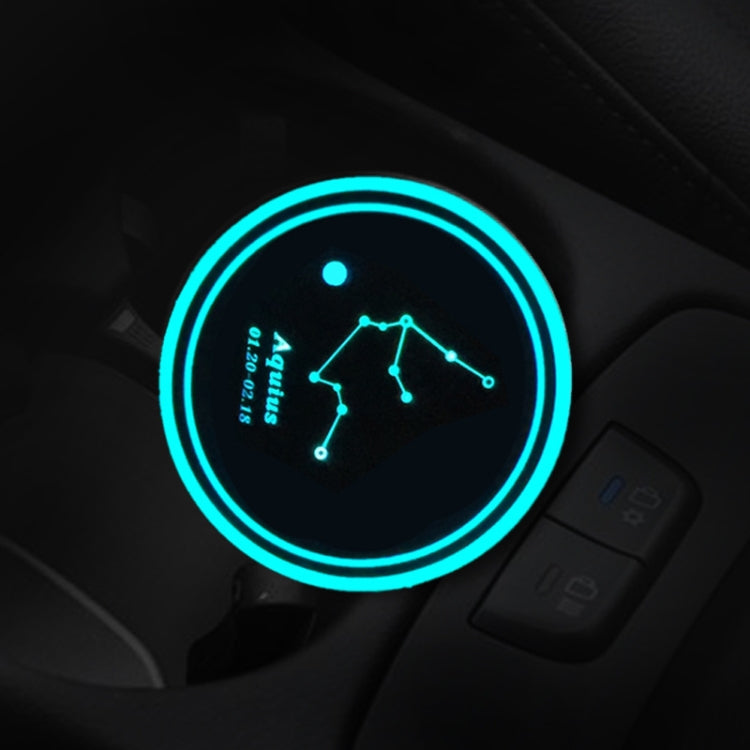 2 PCS Car Constellation Series AcrylicColorful USB Charger Water Cup Groove LED Atmosphere Light(Aquarius)