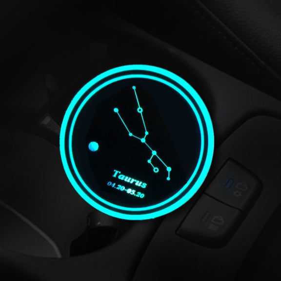 2 PCS Car Constellation Series AcrylicColorful USB Charger Water Cup Groove LED Atmosphere Light(Taurus)
