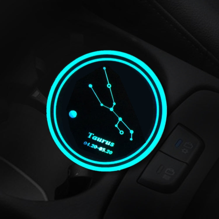 2 PCS Car Constellation Series AcrylicColorful USB Charger Water Cup Groove LED Atmosphere Light(Taurus)