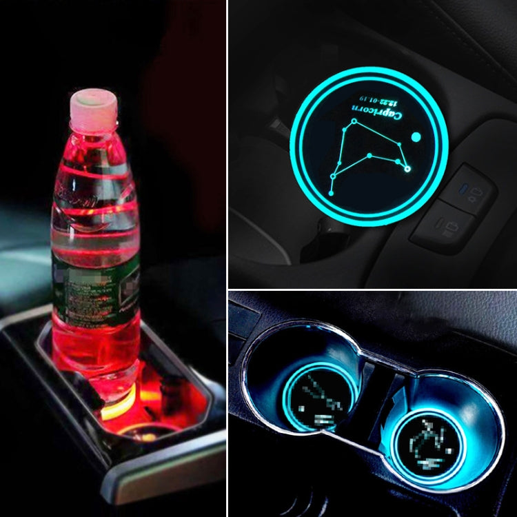 2 PCS Car Constellation Series AcrylicColorful USB Charger Water Cup Groove LED Atmosphere Light(Capricorn)