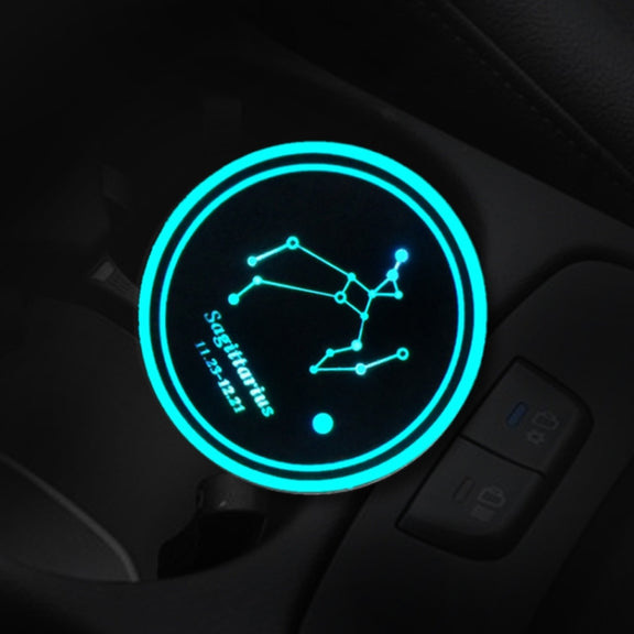 2 PCS Car Constellation Series AcrylicColorful USB Charger Water Cup Groove LED Atmosphere Light(Sagittarius)