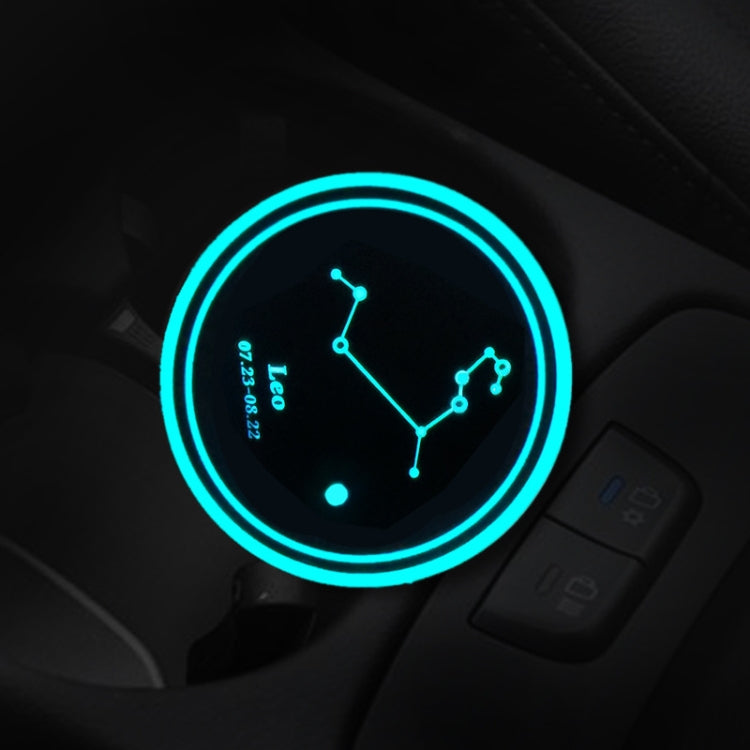 2 PCS Car Constellation Series AcrylicColorful USB Charger Water Cup Groove LED Atmosphere Light(Leo)