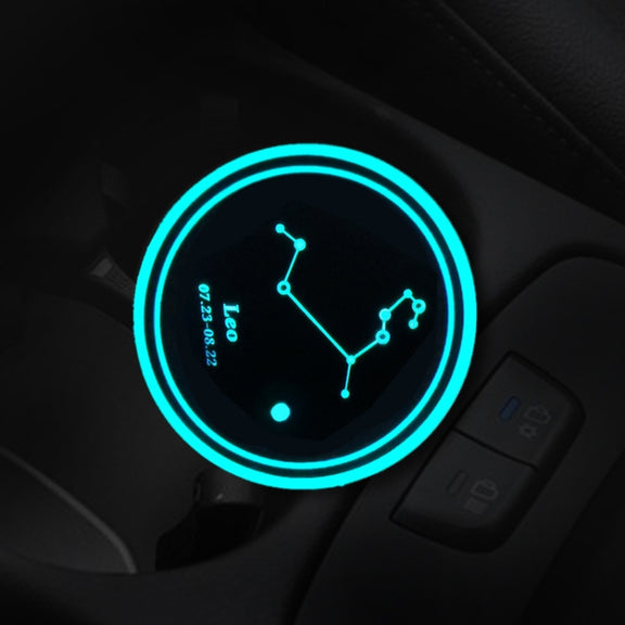 2 PCS Car Constellation Series AcrylicColorful USB Charger Water Cup Groove LED Atmosphere Light(Leo)
