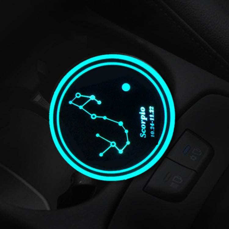 2 PCS Car Constellation Series AcrylicColorful USB Charger Water Cup Groove LED Atmosphere Light(Scorpio)