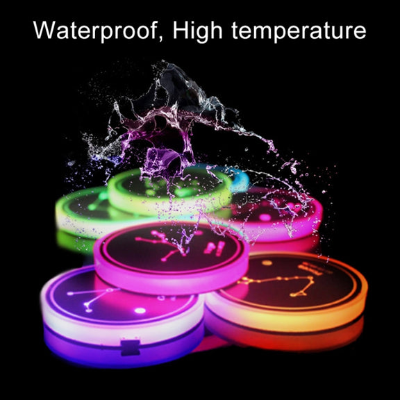 2 PCS Car Constellation Series AcrylicColorful USB Charger Water Cup Groove LED Atmosphere Light(Libra)