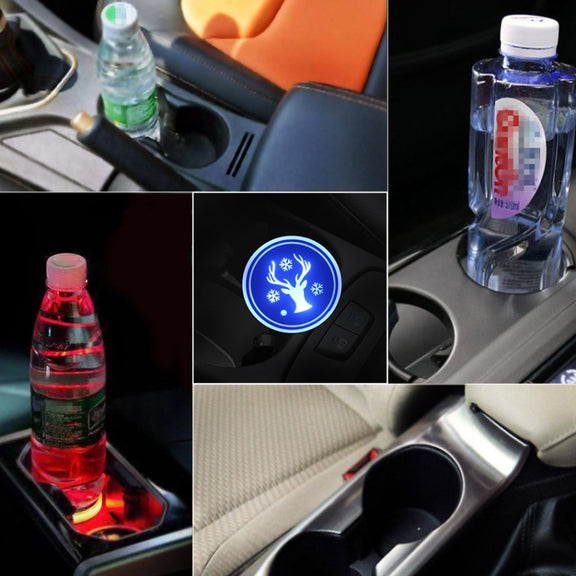 Car AcrylicColorful USB Charger Water Cup Groove LED Atmosphere Light(Christmas Deer)