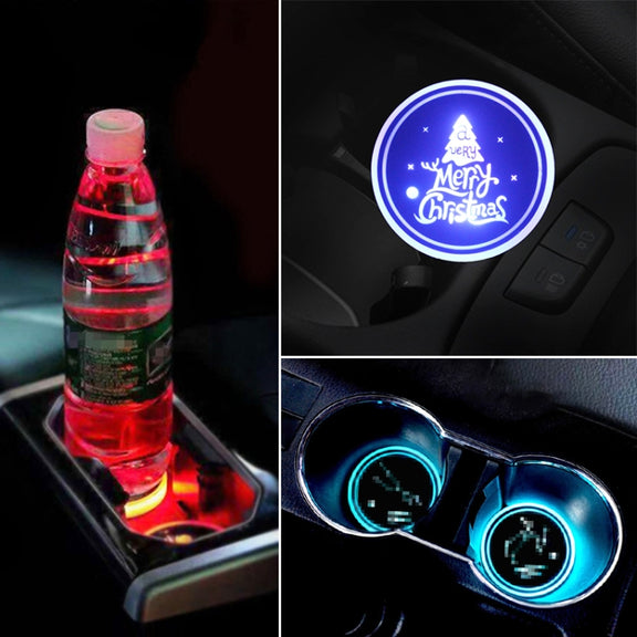 Car AcrylicColorful USB Charger Water Cup Groove LED Atmosphere Light(English Tree)