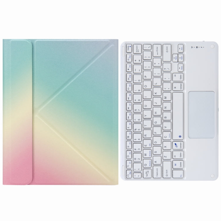 H-102C Touch Bluetooth Keyboard Leather Case with Rear Three-fold Holder For iPad 10.2 2020 & 2019 / Pro 10.5 inch(Rainbow)